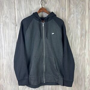 Nike Optic Knit Hoodie Sweatshirt Mens L Black Gray Fleece Full Zip 928475-010